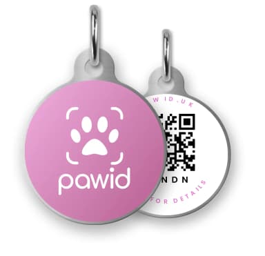 Paw ID QR code dog tag - Pink